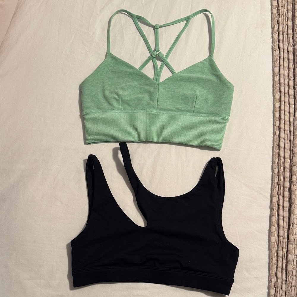ALO Yoga Sports Bra Bundle - Mint Green & Black Strappy Sports Bras